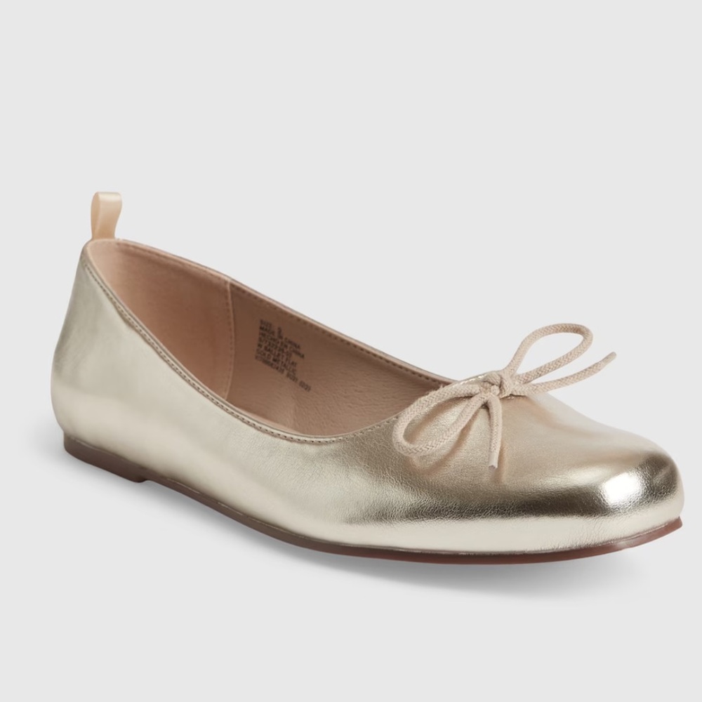 Metallic gold ballet flats